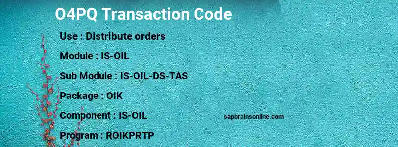 SAP O4PQ transaction code
