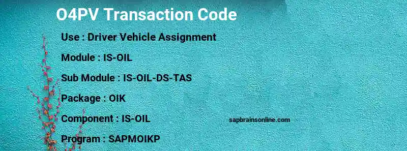 SAP O4PV transaction code
