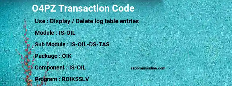 SAP O4PZ transaction code