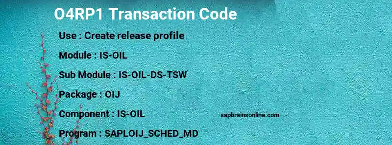 SAP O4RP1 transaction code