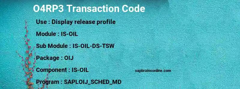 SAP O4RP3 transaction code