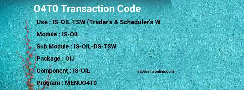 SAP O4T0 transaction code
