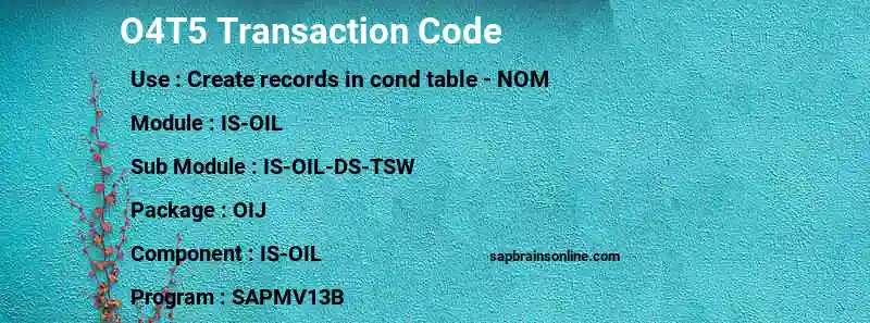 SAP O4T5 transaction code
