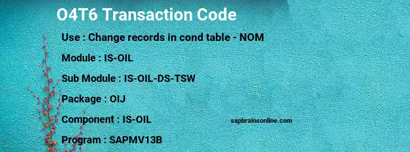 SAP O4T6 transaction code