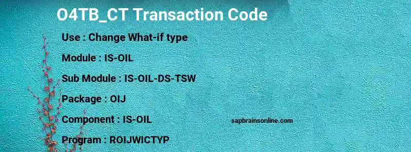 SAP O4TB_CT transaction code