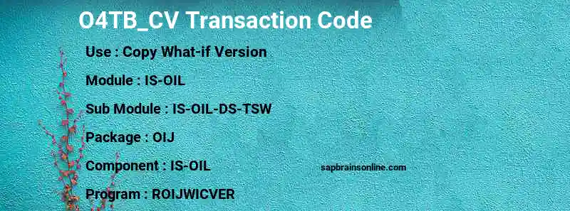SAP O4TB_CV transaction code
