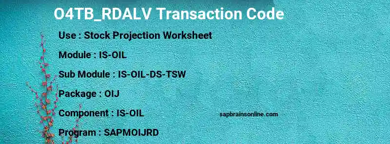 SAP O4TB_RDALV transaction code