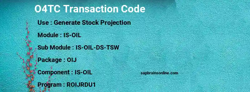 SAP O4TC transaction code