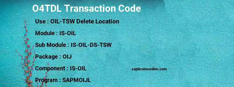 SAP O4TDL transaction code
