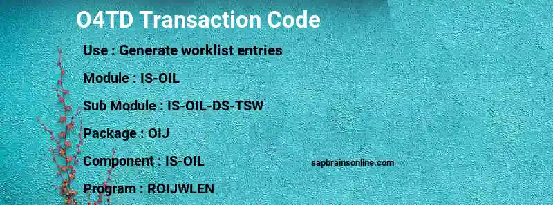 SAP O4TD transaction code