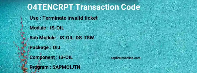 SAP O4TENCRPT transaction code