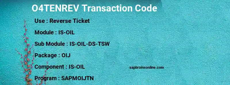 SAP O4TENREV transaction code