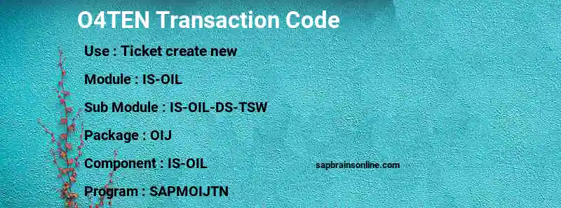 SAP O4TEN transaction code