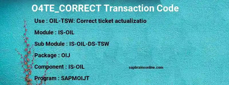 SAP O4TE_CORRECT transaction code