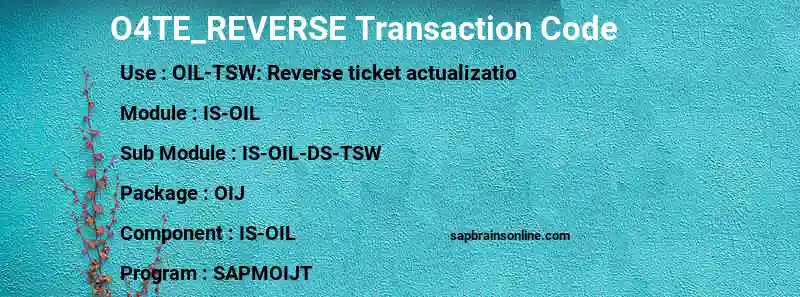 SAP O4TE_REVERSE transaction code