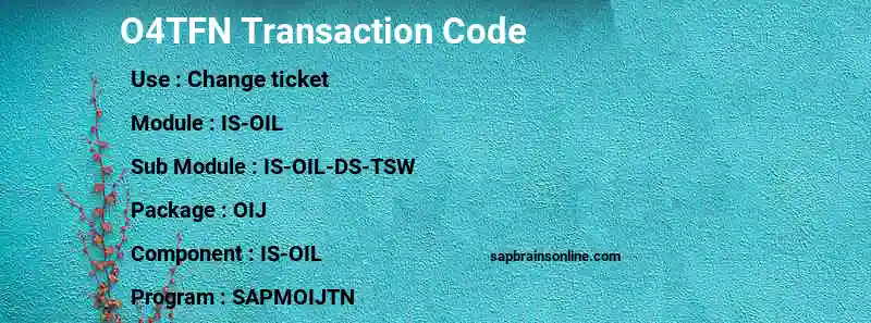 SAP O4TFN transaction code