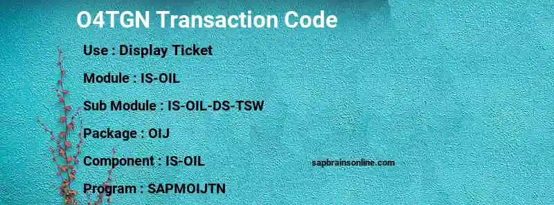 SAP O4TGN transaction code