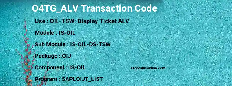 SAP O4TG_ALV transaction code