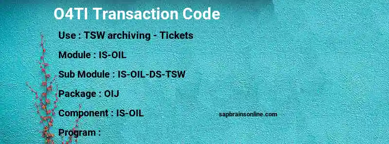 SAP O4TI transaction code