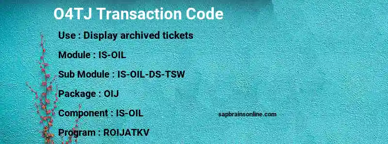 SAP O4TJ transaction code