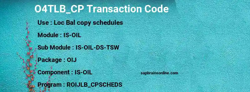 SAP O4TLB_CP transaction code