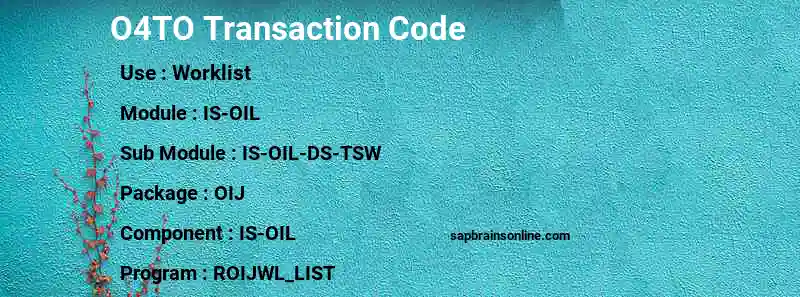 SAP O4TO transaction code