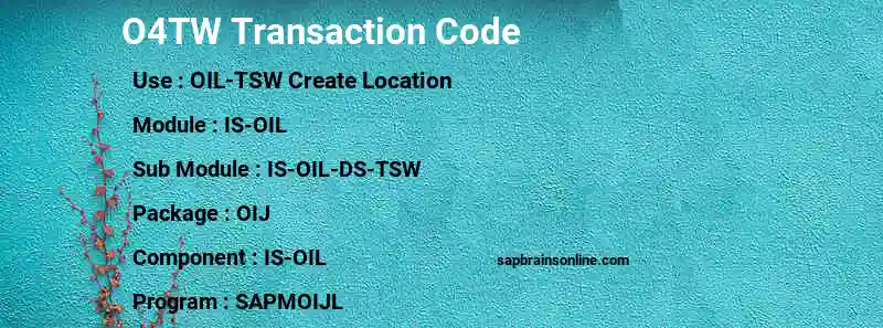 SAP O4TW transaction code