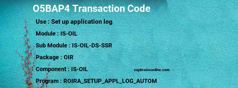 SAP O5BAP4 transaction code
