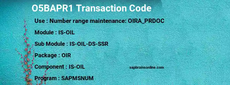 SAP O5BAPR1 transaction code