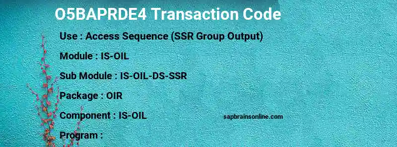 SAP O5BAPRDE4 transaction code
