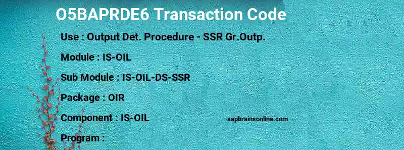 SAP O5BAPRDE6 transaction code