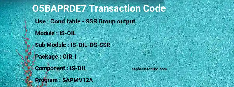 SAP O5BAPRDE7 transaction code