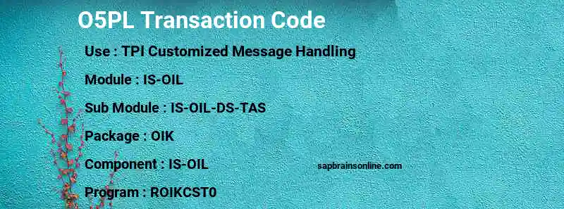SAP O5PL transaction code