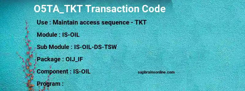 SAP O5TA_TKT transaction code