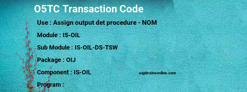 SAP O5TC transaction code