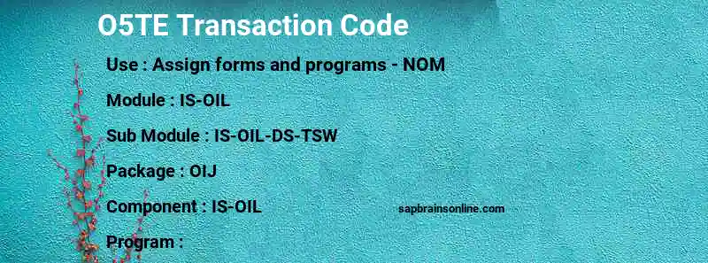 SAP O5TE transaction code