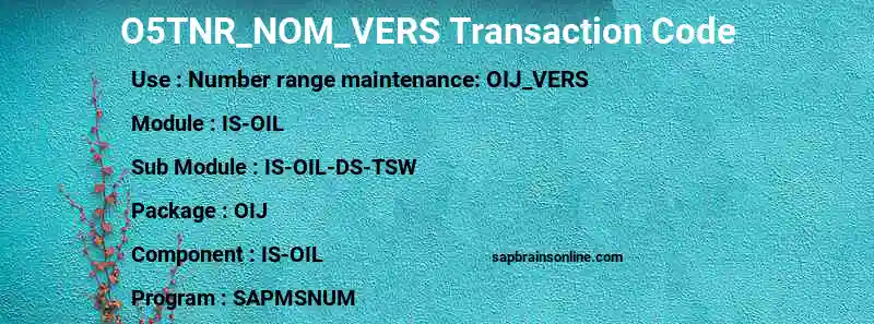 SAP O5TNR_NOM_VERS transaction code