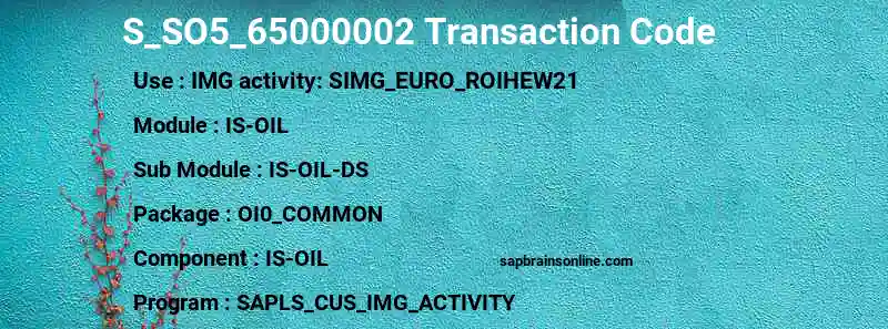 SAP S_SO5_65000002 transaction code