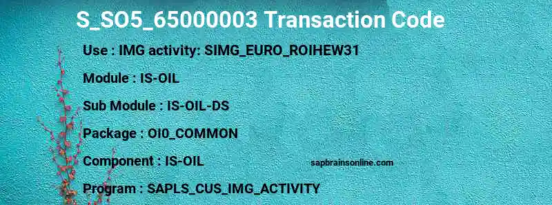 SAP S_SO5_65000003 transaction code