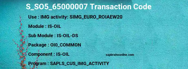 SAP S_SO5_65000007 transaction code