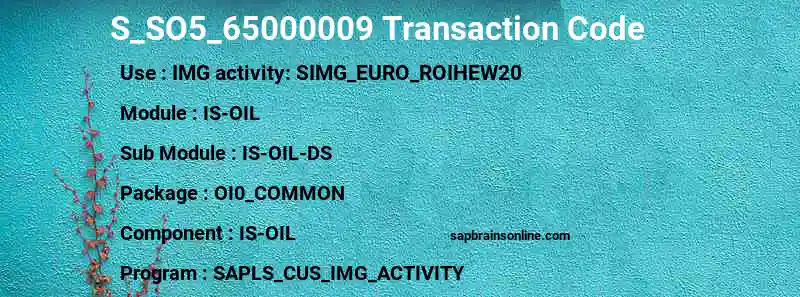SAP S_SO5_65000009 transaction code