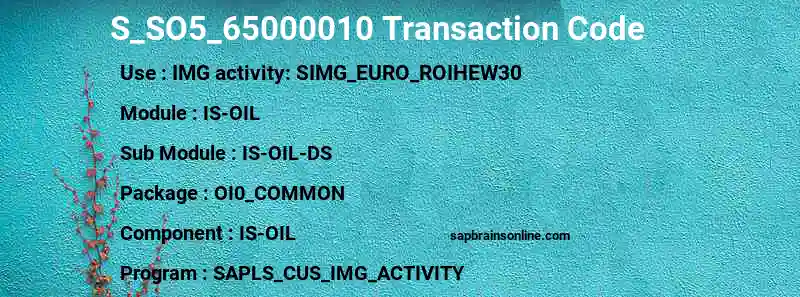 SAP S_SO5_65000010 transaction code