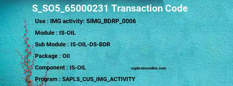 SAP S_SO5_65000231 transaction code
