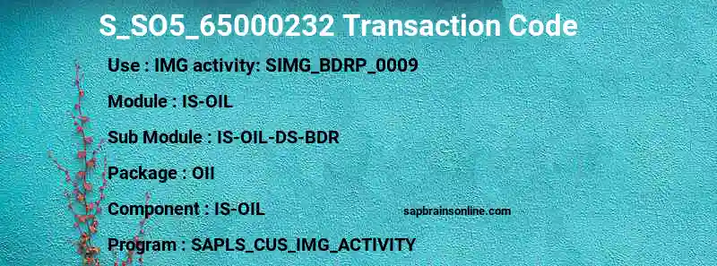 SAP S_SO5_65000232 transaction code