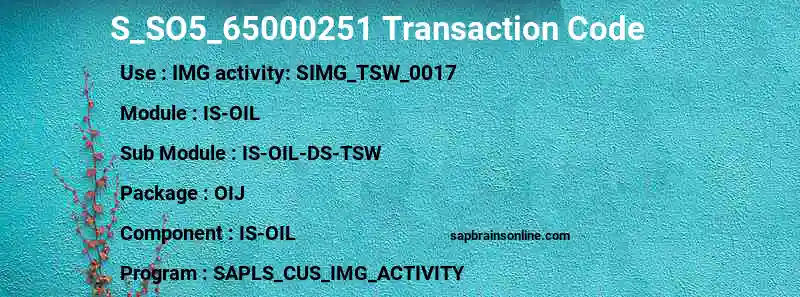 SAP S_SO5_65000251 transaction code