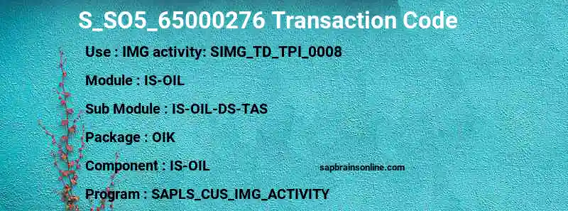 SAP S_SO5_65000276 transaction code