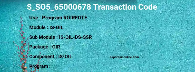 SAP S_SO5_65000678 transaction code