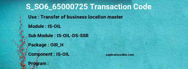 SAP S_SO6_65000725 transaction code