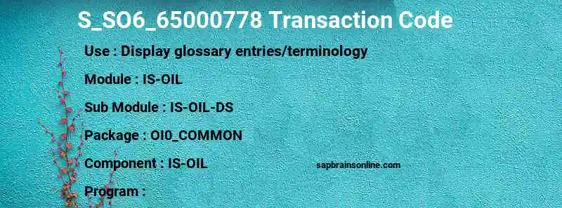 SAP S_SO6_65000778 transaction code