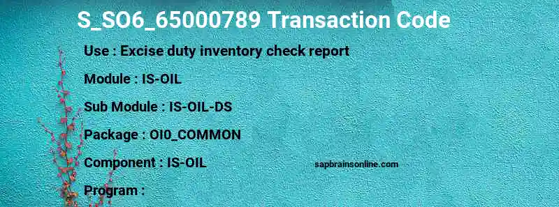 SAP S_SO6_65000789 transaction code